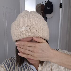 Vans Cream Ribbed Knit Cuffed Beanie